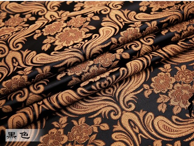 Brokade stof cheongsam og kimono materiale satin stof til syning diy: Sort