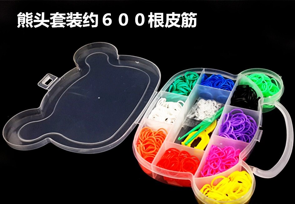 Vävband gummiband armband för barn eller hår färgglada gummi vävstol band gör vävda armband diy leksaker jul: Vit