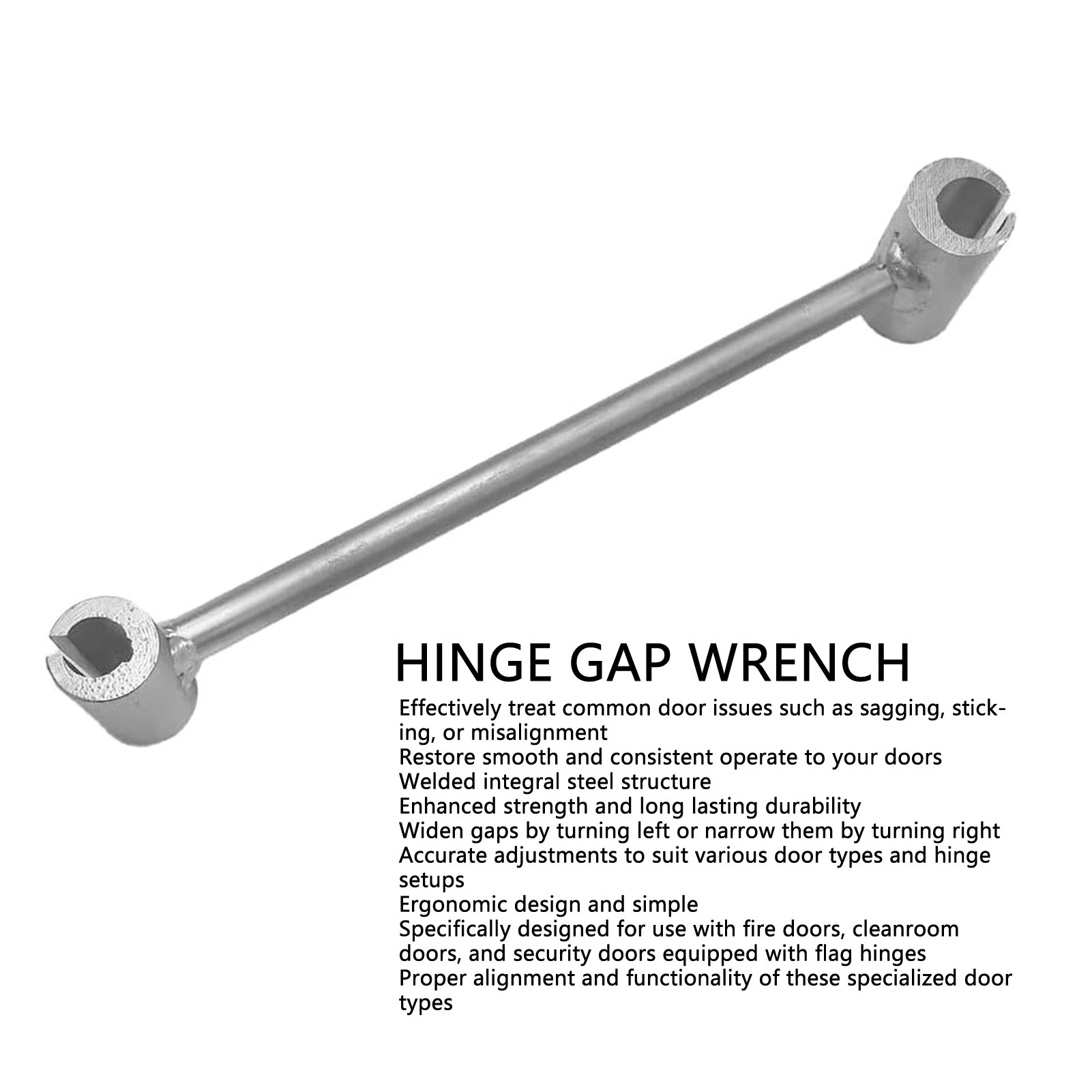 Door Hinge Repair Tool Double Heads Hinge Adjustment Wrench Ergonomic Design 14mm 19mm Hole Alloy Steel for Flag Shaped Hinges