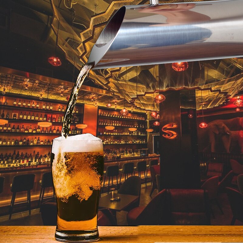 Zilveren Roestvrij Staal Fruit Tie Pot Water Tie Pot Rechte Lichaam Tie Pot Bar Curling Koude Ketel Functie jug