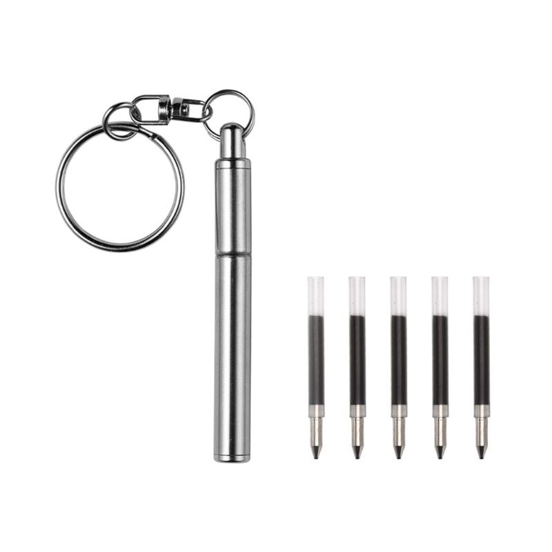 Draagbare Sleutelhanger Rvs Telescopische Pen Telescopische Balpennen Sleutelhanger Tool