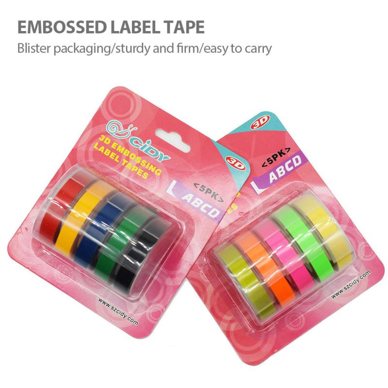 ! 5pcs/set Multicolor Dymo 3D 6/9/12mm Embossing Label Tape Compatible Dymo 1610/12965/1540/1880 For Motex E101 Label Makers