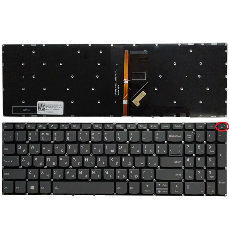 Russian/RU Keyboard For Lenovo ideapad 320-17 320-17IKB 320-17ISK 330-17 330-17AST 330-17ICH 330-17IKB V15-IWL V15-15: backlight