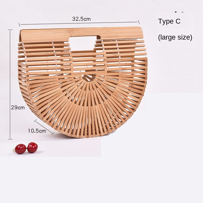 Diysomes bamboe tas handgeweven tas japanse stijl bamboe geweven tas dames bamboe handtas bamboe geweven mand theeservies opbergtas: Donkergrijs