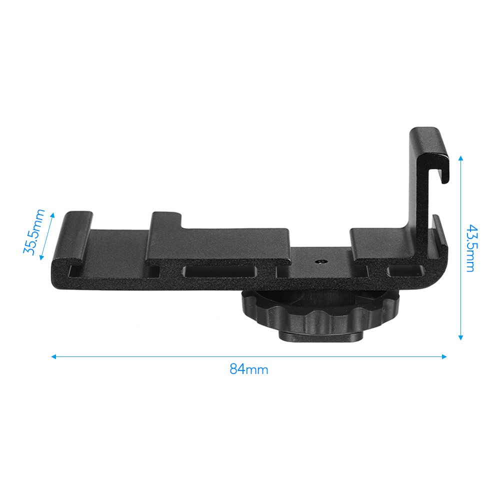 Aluminum Alloy Triple Cold Shoe Adapter Vlogging Video Extension Bar Bracket with Screw Mount for Video Camera Accessory