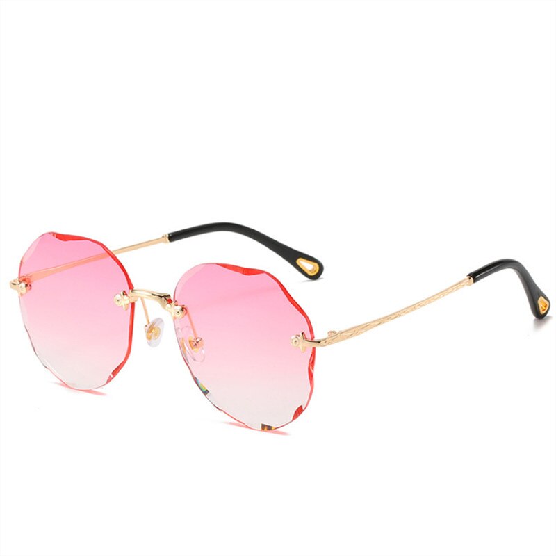 Oulylan solbriller uden kant kvinder luksus trimning gradient nuancer solbriller damer vintage rammeløse briller  uv400: Lyserød