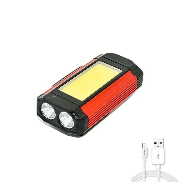 1/2/4PCS Magnetic COB Work Light USB Rechargeable LED Flashlight Portable Lantern Camping Light Type-C Power Bank Function Lamp: Blue / black