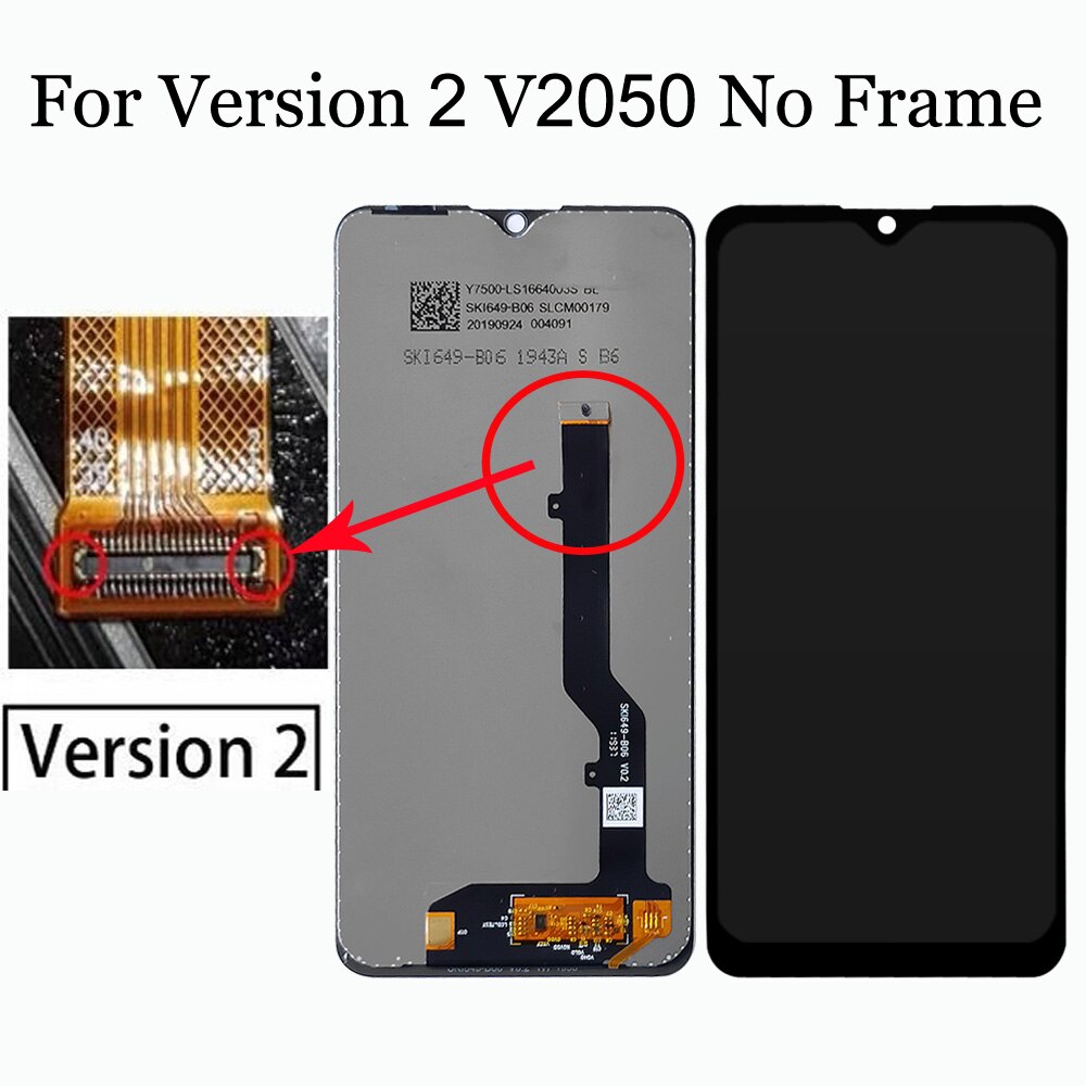 Tela de lcd touch screen para zte 20 smart v1050, 6.49 ", visor lcd, digitalizador, montagem com quadro para zte 20 smart v2050, ferramentas: Ver.2 V2050 No Frame