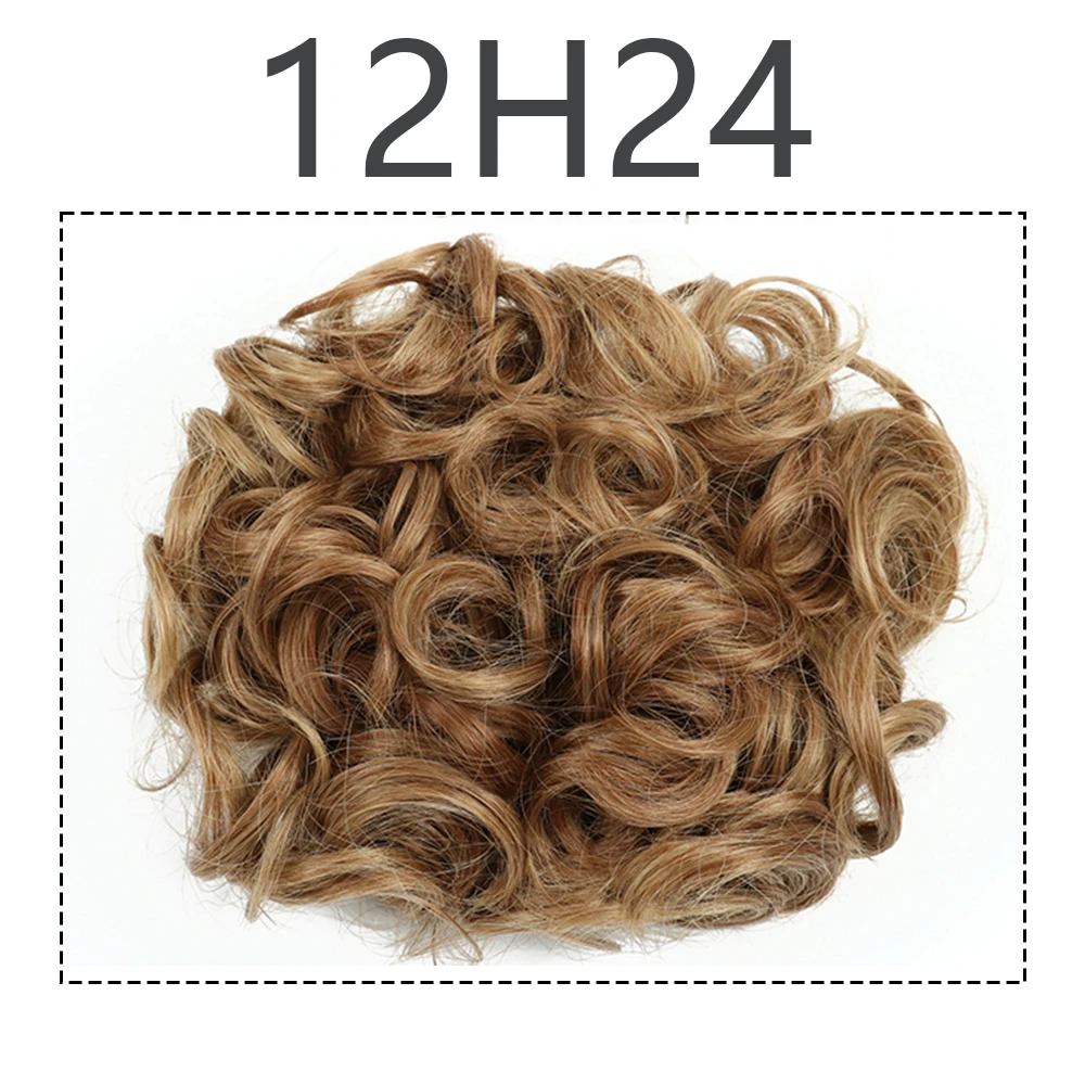 Moño de pelo sintético para mujer, moño rizado marrón Rubio, moño desordenado, peine, Clip en extensión de cabello, Updos, postizos