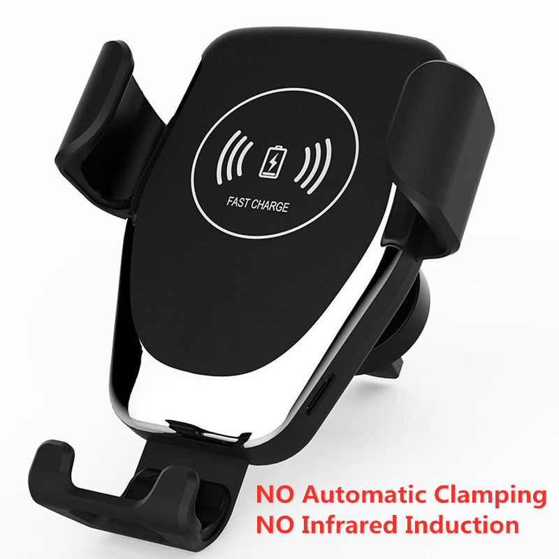 Cargador inalámbrico QI para coche, soporte de teléfono con sujeción automática, carga rápida de 10W, para iPhone 13, 12, 11, XR, X, 8, Samsung S21: Negro