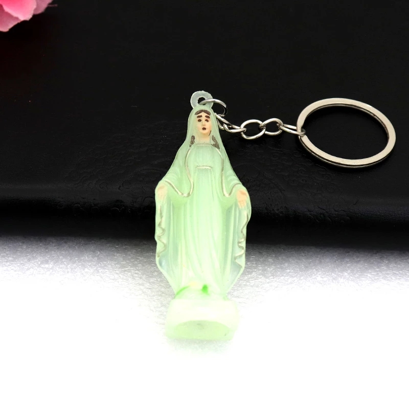 Icône de Religion chrétienne catholique Saint Saint Saint lumineux bleu peint vierge marie bijoux porte-clés: Argent