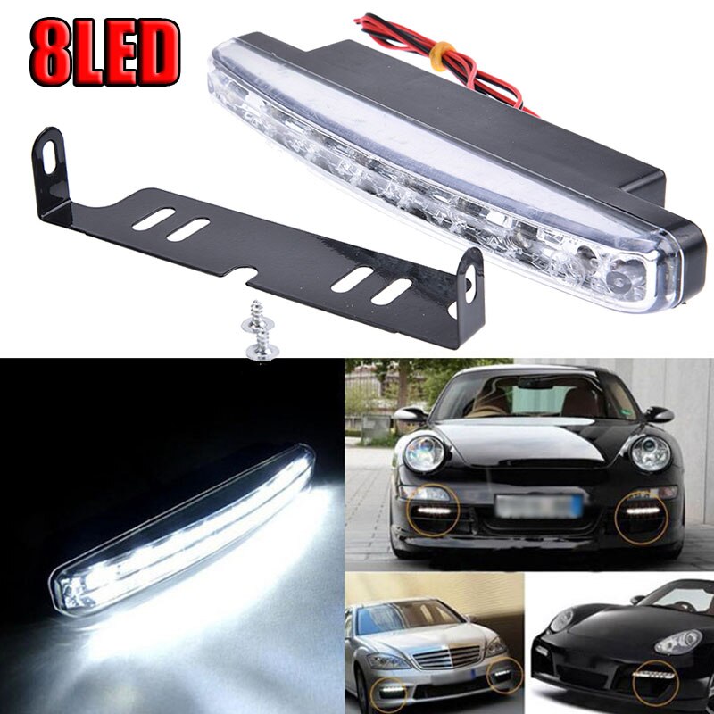 Anti-collision LED Light Dustproof 6000K 1Pc Car Truck Running White 8W
