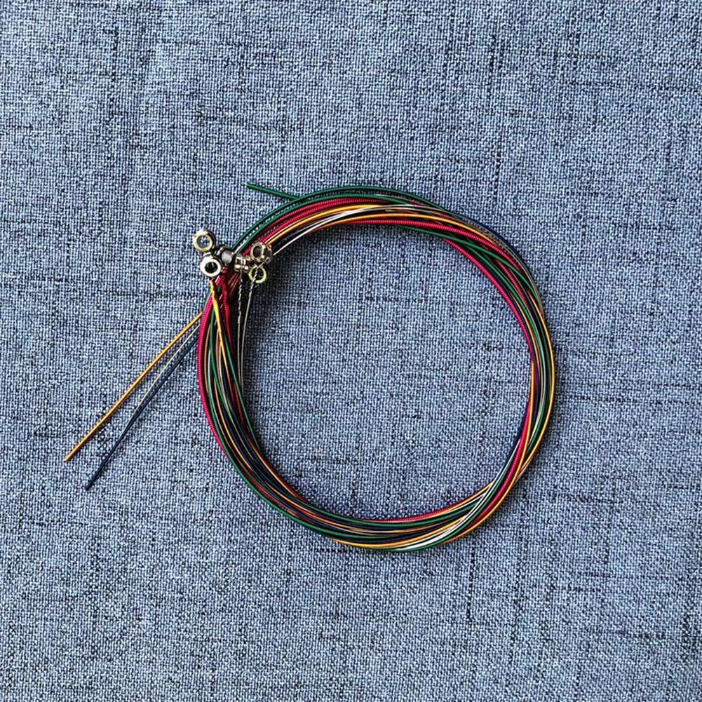 6pcs/set Acoustic Guitar Strings Rainbow Colorful Guitar Strings for Folk Acoustic Classic Guitar Parts Stainless Steel Strings