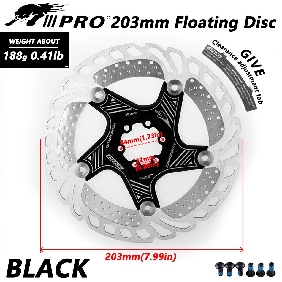 Mountainbike MTB DH 6Zoll 160/180/203mm kühlung Rabatt wärmeableitung Bremsscheibe Unten Hügel schwimm fahrrad bremsscheibe IIIPRO: 203mm Schwarz