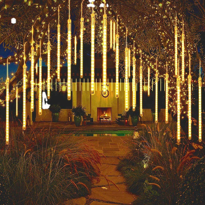 Solar LED Meteor Shower Lights Waterproof Snow Falling Outdoor String Lights for Garden Party Wedding Christmas Tree Patio Decor
