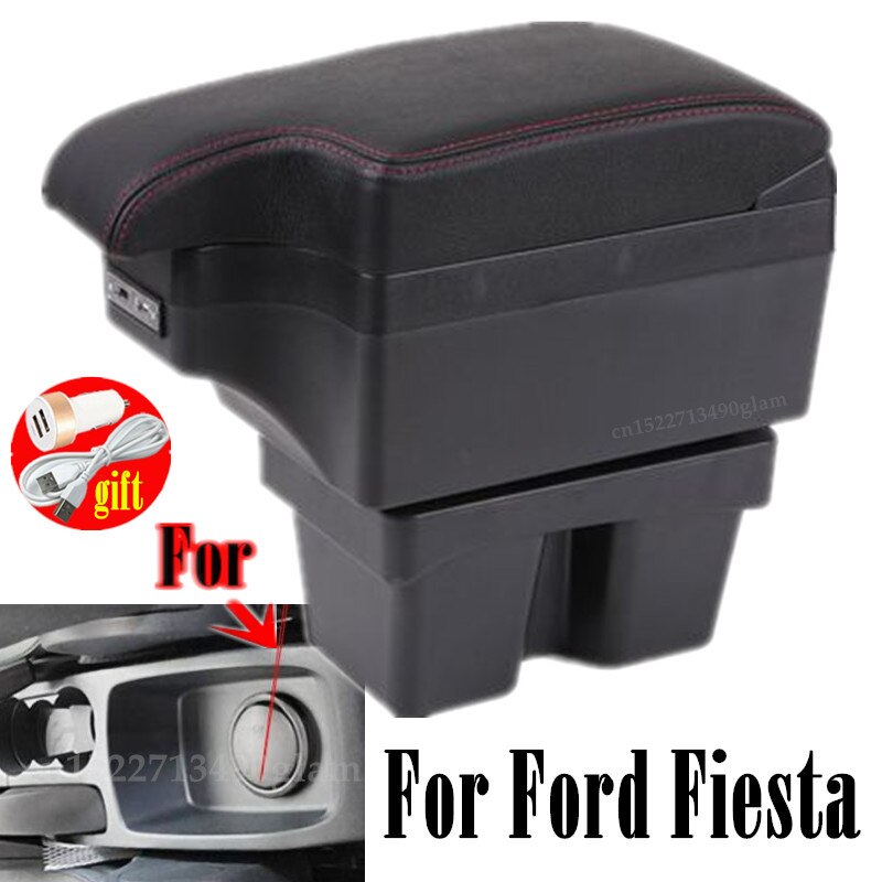 For Ford Fiesta armrest box central Store Centre Console box with cup holder