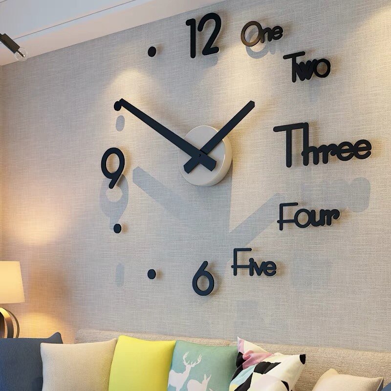 3D big size wall clock mirror sticker DIY brief living decor meetting room wall clock Modern Silent Acrylic