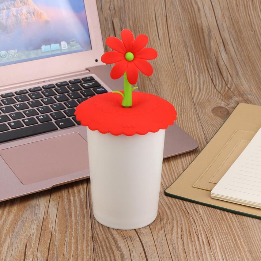 Leuke Zonnebloem Kant Stof Herbruikbare Siliconen Cover Cup DIY Gratis Splicing Thermische Isolatie Cup Seal Cover Aug10