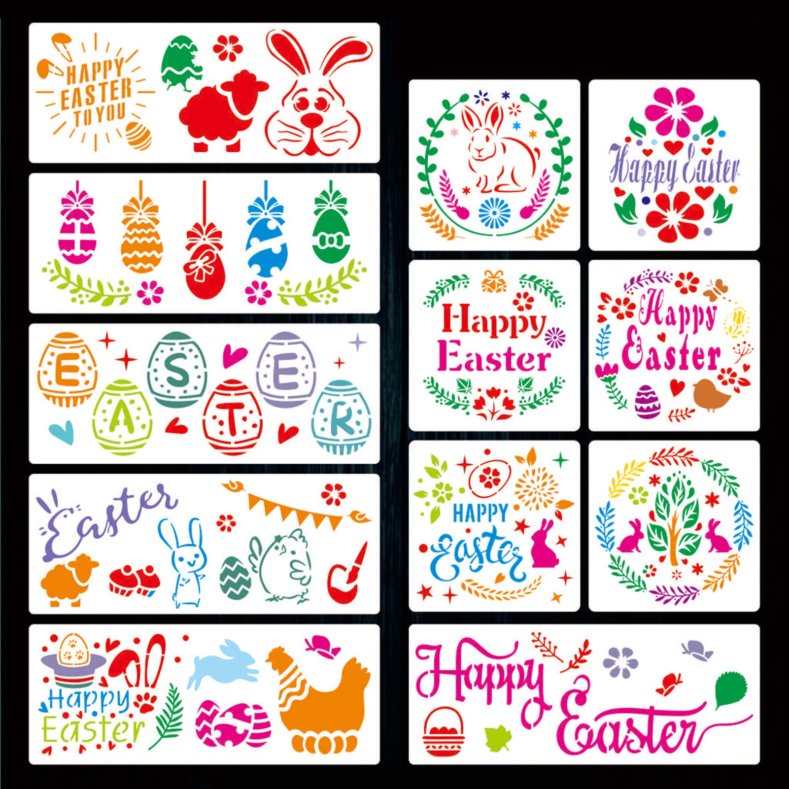 12 Sheets DIY Painting Templates Easter Theme Painting Stencil Drawing Template DIY Crafts Project Drawing Templates