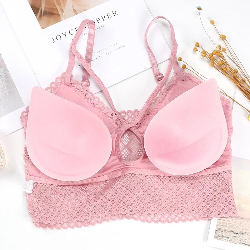 Sujetador deportivo para mujer, Tops cortos a prueba de golpes, ropa interior de encaje para mujer, chaleco de intensidad alta, acolchado para gimnasio, Yoga, sujetador de Fitness