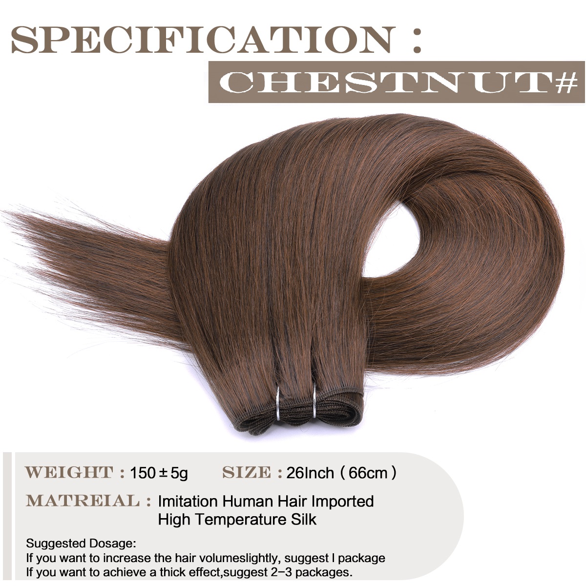 Mechones de pelo ondulado sintético de 26 pulgadas, extensiones de cabello largo Natural de 150g, tejido de pelo liso Yaki para mujeres falsas: Naranja