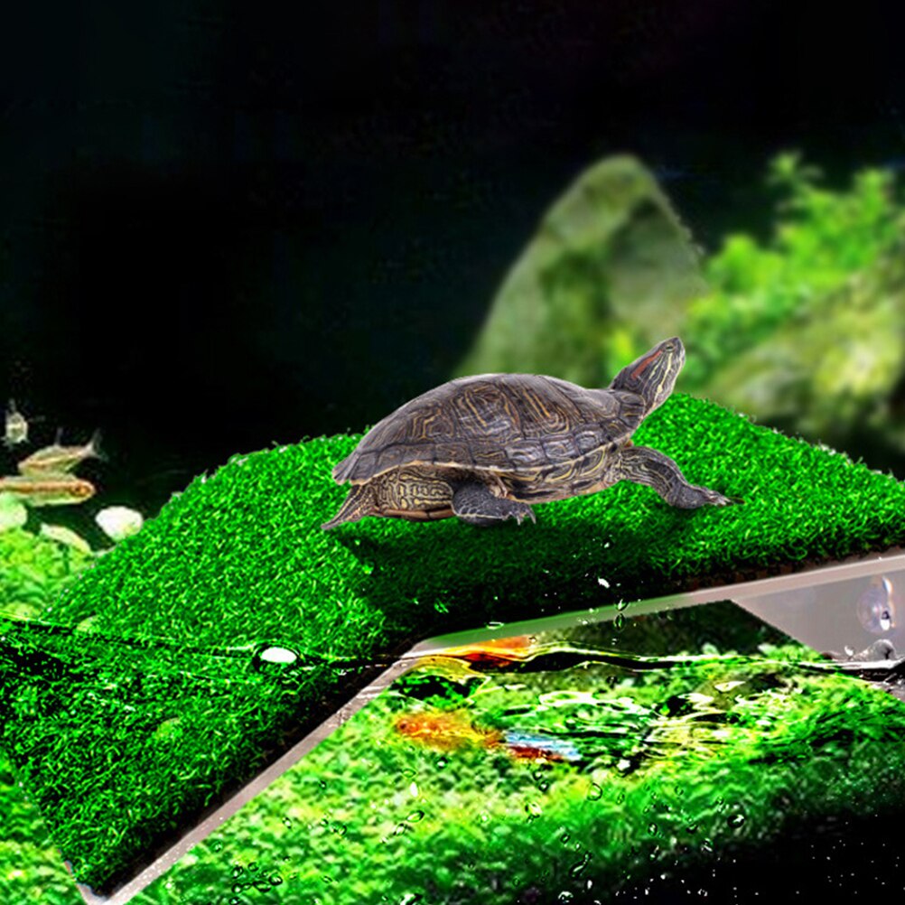 2Pcs Turtle Basking Platform Aquarium Floating Platform Simulation Lawn Reptiles Basking
