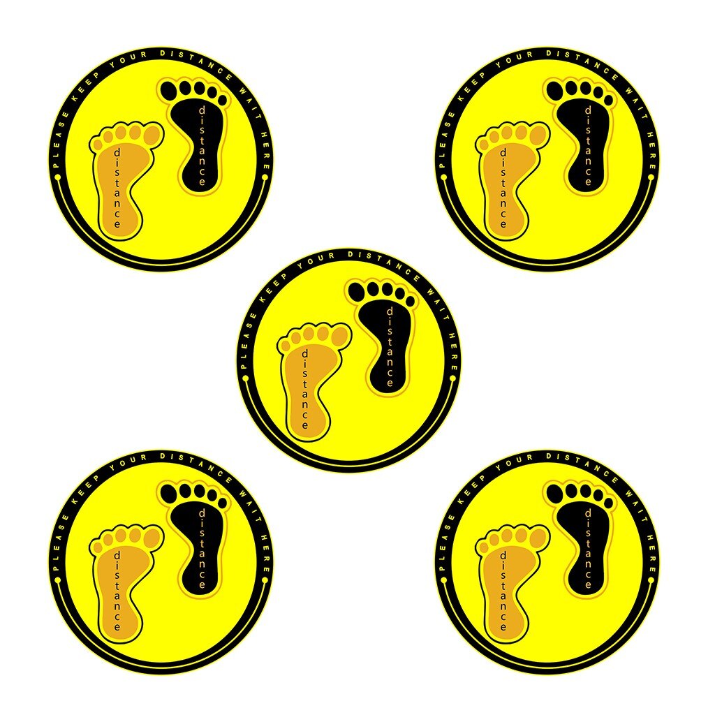 1/5pcs Ground Sign Isolated Label 30CM diameter Please Keep Wait Here Stand Here Keep 6ft in Between Distance Marker Floor Z0504: A 5pcs