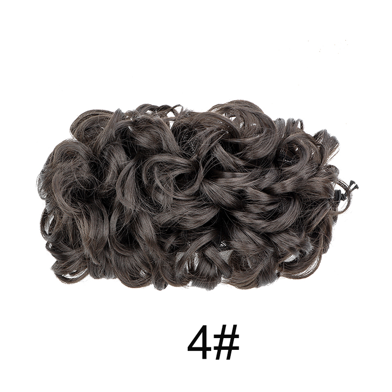 Moño rizado sintético, banda de goma elástica, Scrunchie envolvente para el cabello, moño esponjoso desordenado, postizos, peinado Retro para novia: #5