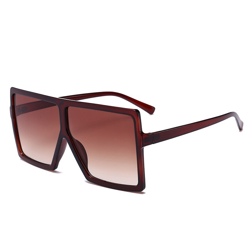 Kørebriller kvinde mand overdimensioneret firkantet luksus farve solbriller vintage luksus stor ramme briller  uv400 driver beskyttelsesbriller: Brun ramme brun