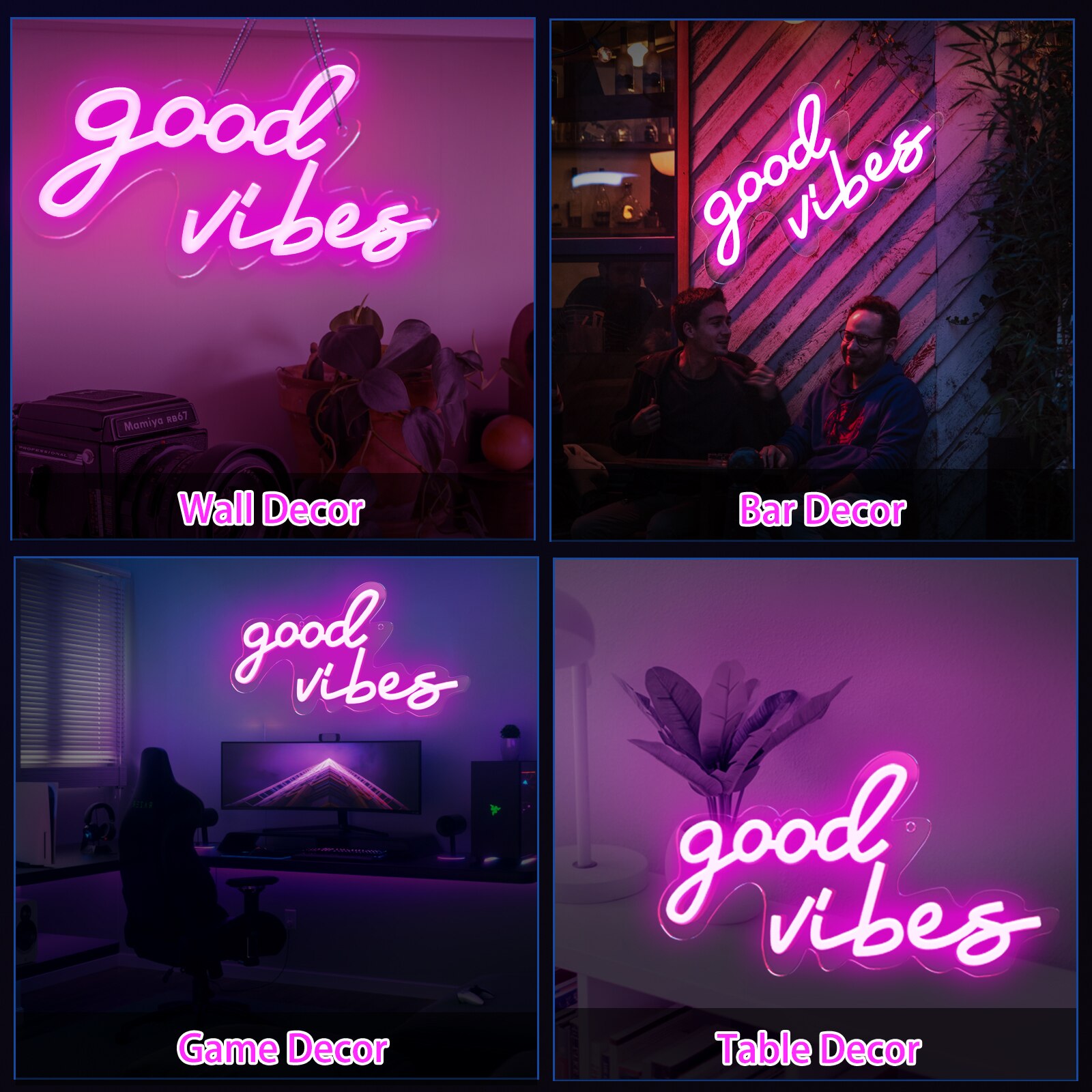 Dobre wibracje Neon ściana ślubna wiszące Led znaki neonowe po prostu zrelaksować się lampki nocne Led dekoracja sypialni wystrój pokoju