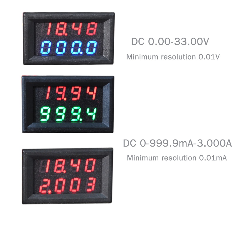 4 Bit 0-33V 3A DC Voltmeter Ammeter Digital LED Dual Display Amp Volt meter High-precision Minimum resolution 0.1MA