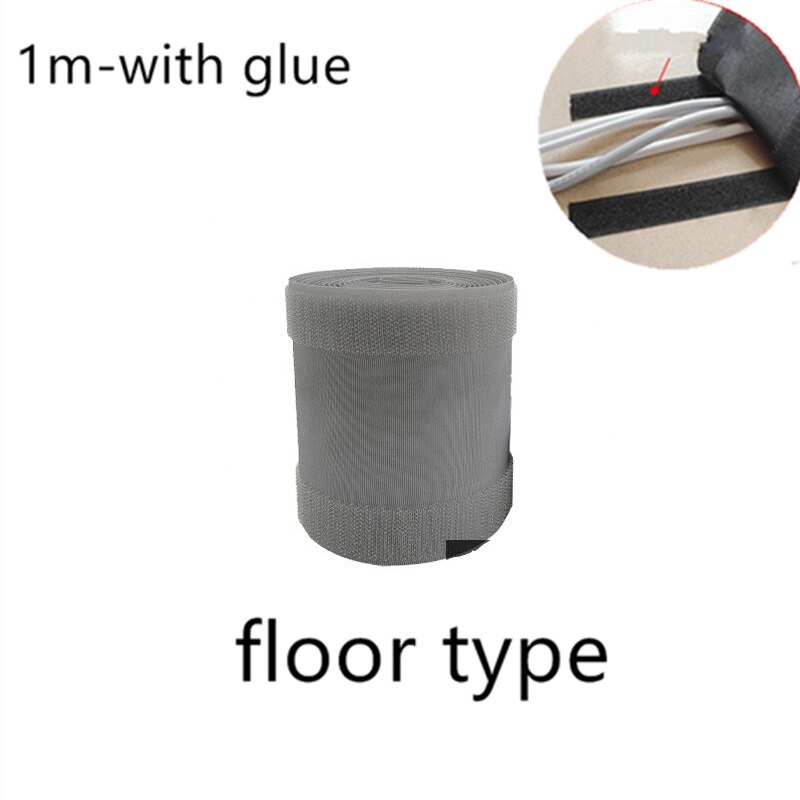 1/3 Meter Soft Adjustable Cable Cover Hook And Loop Management Sleeve Office Home Floor Carpet Wire Organizer Supplies: 1m-floor type-grey