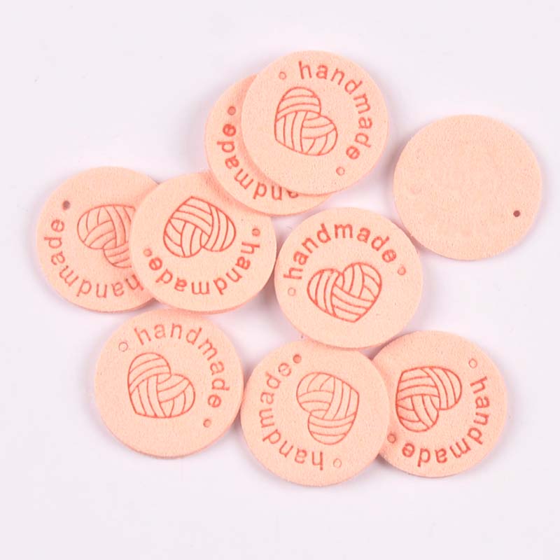 20 piezas, 2,5 cm, tela redonda de PU, etiquetas en relieve hechas a mano, etiqueta de bandera DIY para accesorios de costura de prendas cp3436: Multicolor