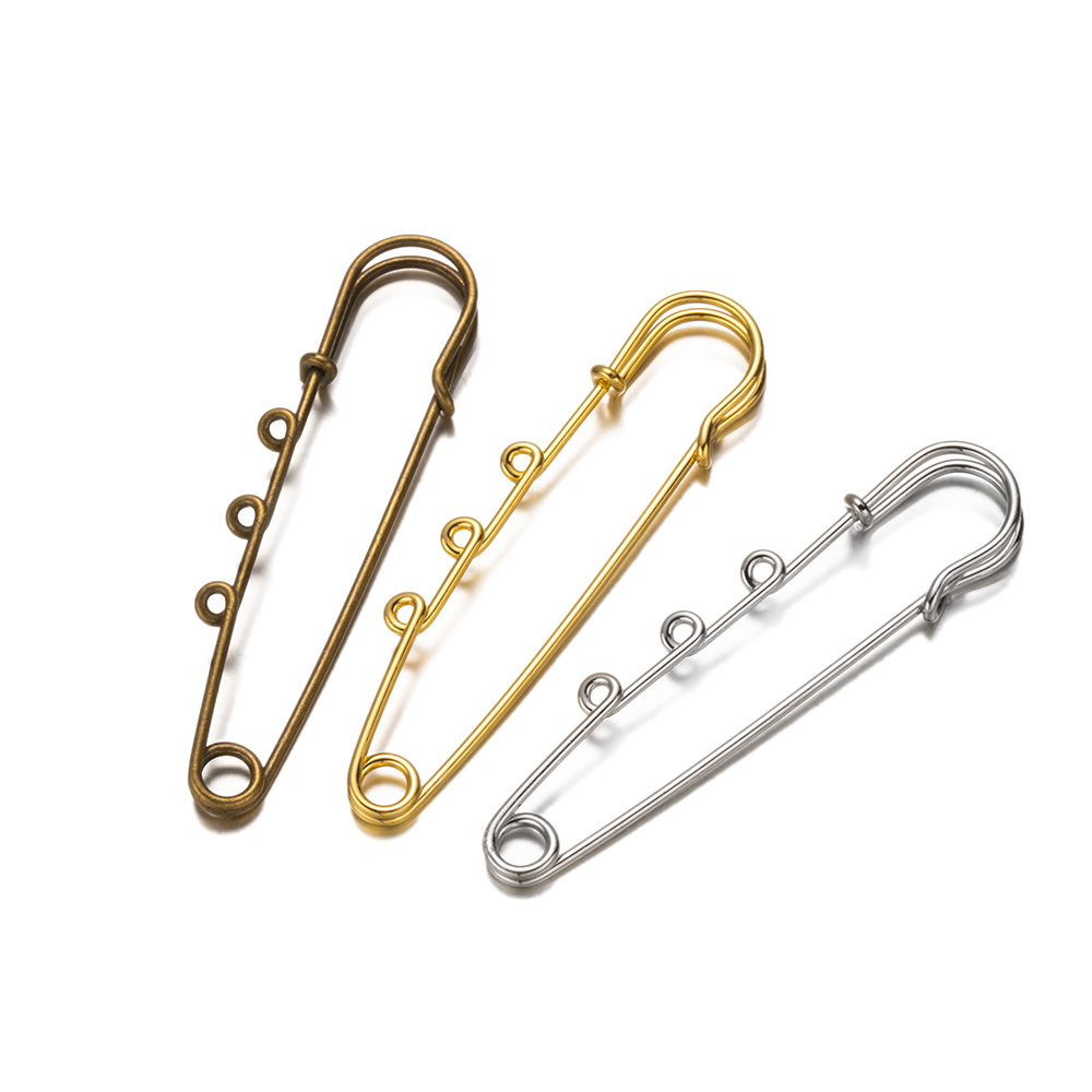 10/20 stücke 50/65/70mm Pflicht Sicherheit Metall Stift Verschluss 3 Löcher Für DIY Brosche Schmuck handwerk Machen Material Handwerk Zubehör