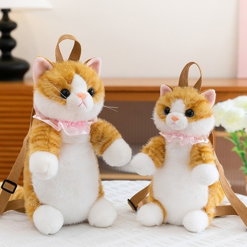 Söpö pehmeä realistinen kissareppu pörröinen kawaii-simuloitu nukke päiväreppu anime sarjakuva pehmolelut koululaukku syntymäpäivä