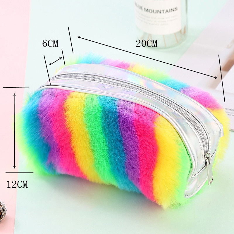 Sateenkaari koulu penaali pehmo penaali tytöille kynälaatikko söpö paljeteilla penaali iso kasettipussi kawaii korealainen paperitavarapakkaus