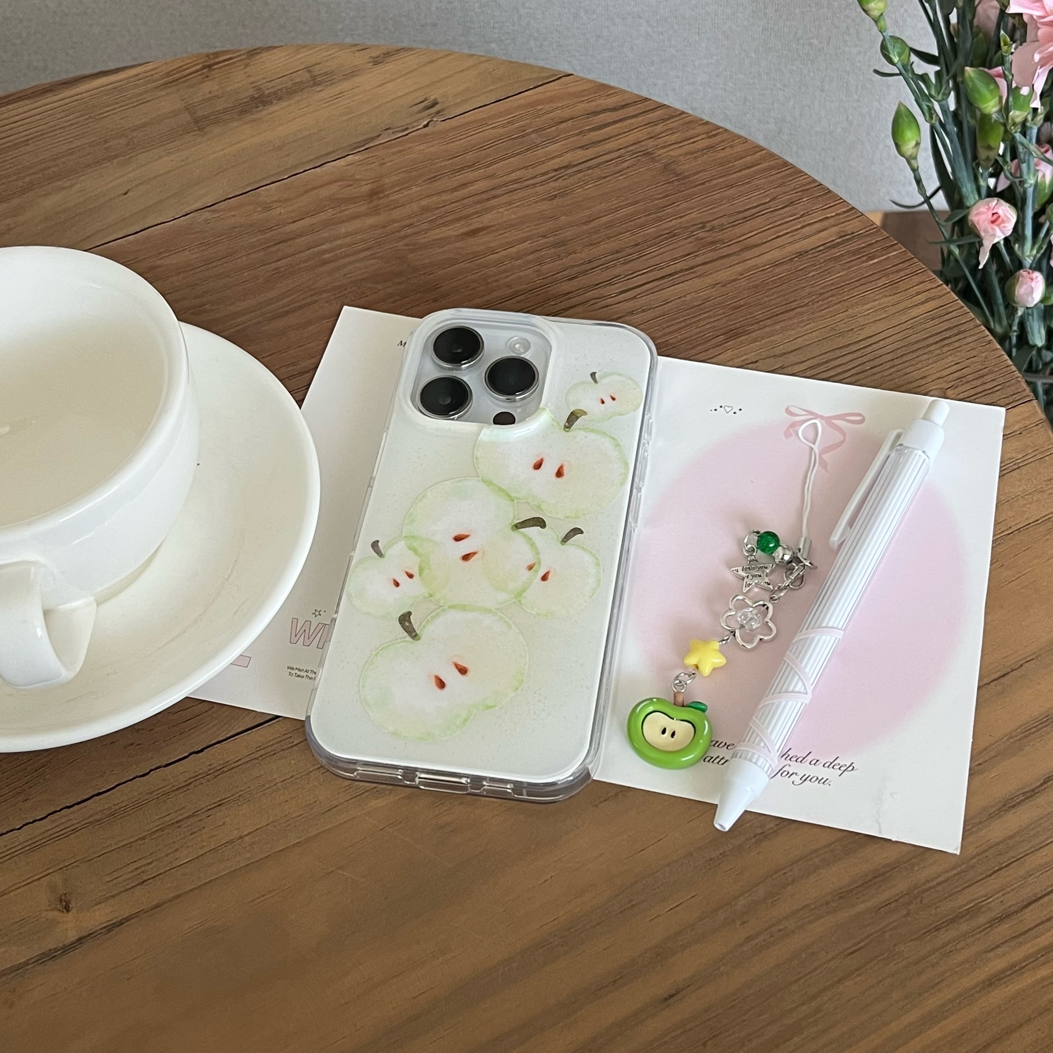 Custodia per telefono con ciondolo stella mela verde frutta fresca ins per iPhone 16 15 14 13 pro Max coperchio posteriore Funda