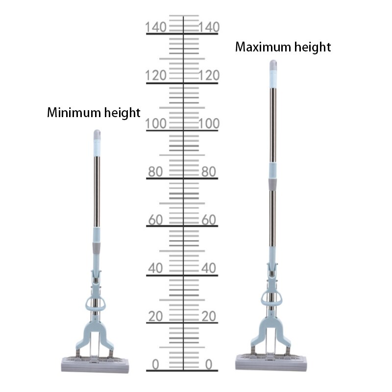 Sponge Mop Stainless Steel Telescopic Handle Strong Absorbent Sponge Hand Free Wringing Floor Mop Home Bathroom Kitchen Clean