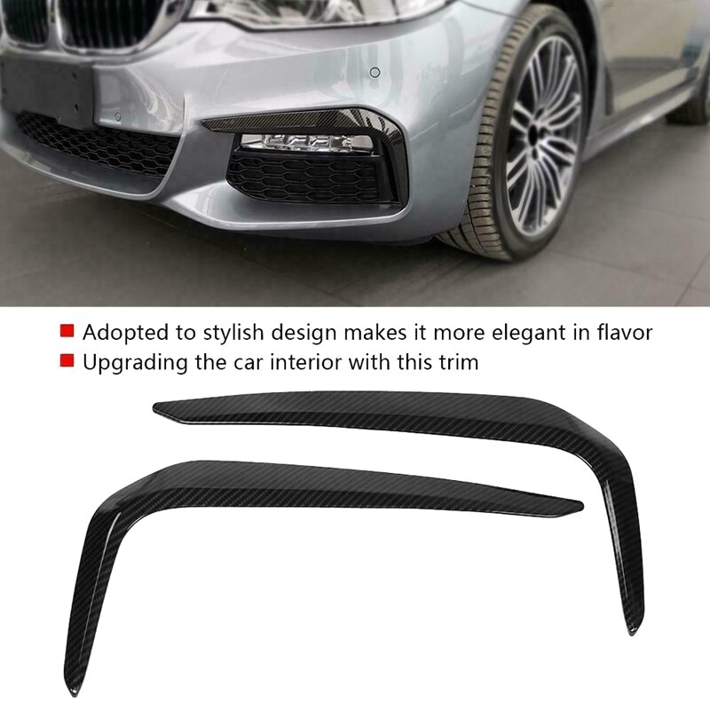 2 stk karbonfiber stil tåkelys lampe øyenbryn deksel trim for-bmw 5 series m sport  g30
