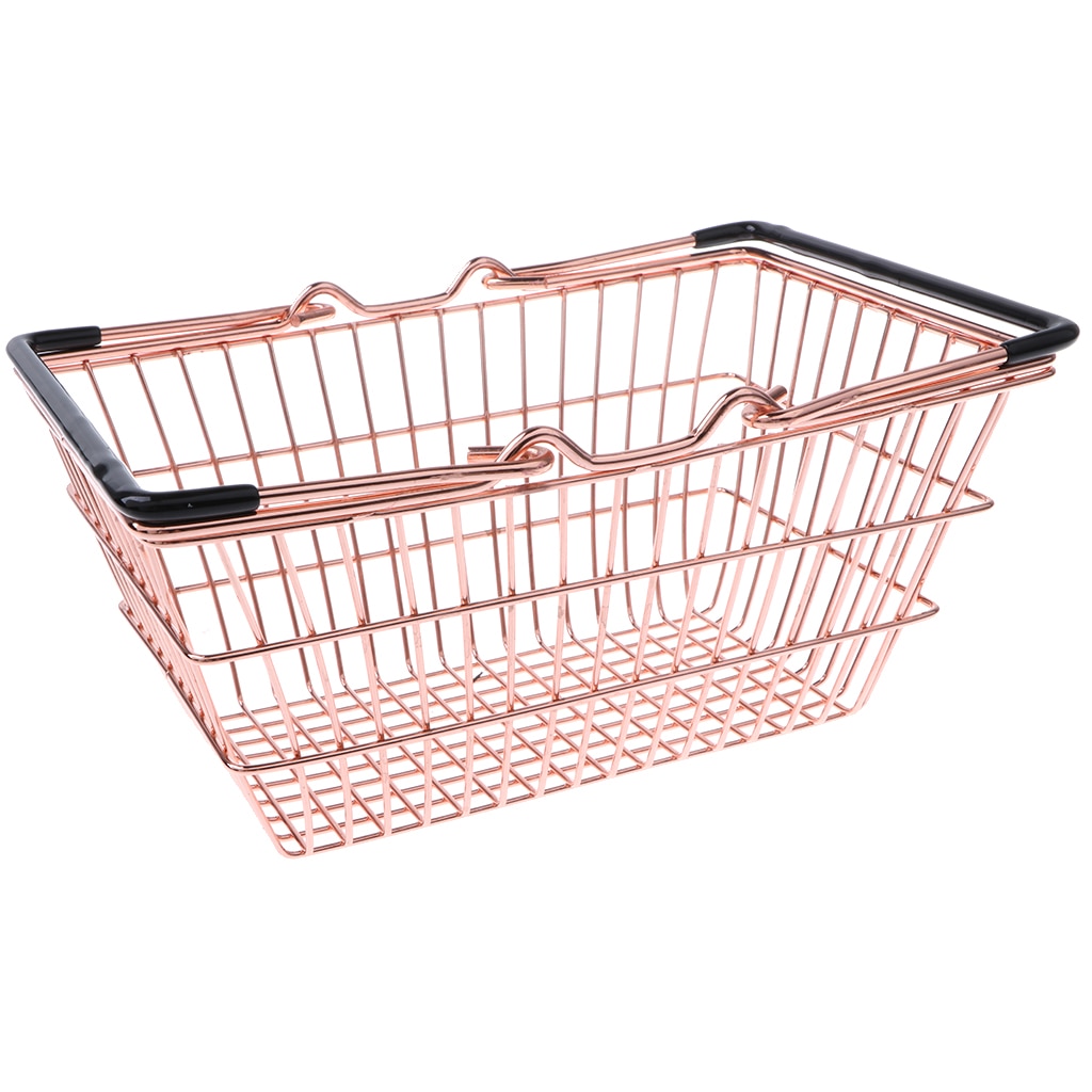 Kids Mini Metal Supermarket Shopping Basket For Kitchen Fruit Vegetable Food Grocery Storage Pretend Play Tools Toy