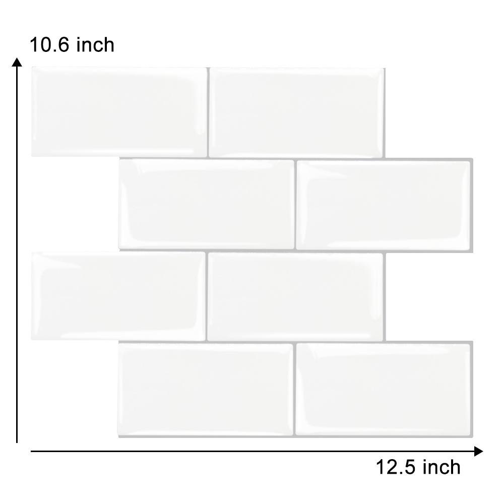 Rectangular Lattice Solid Color Self-Adhesive Wall Sticker, Kitchen Waterproof Baffle--1 Sheet: HB200