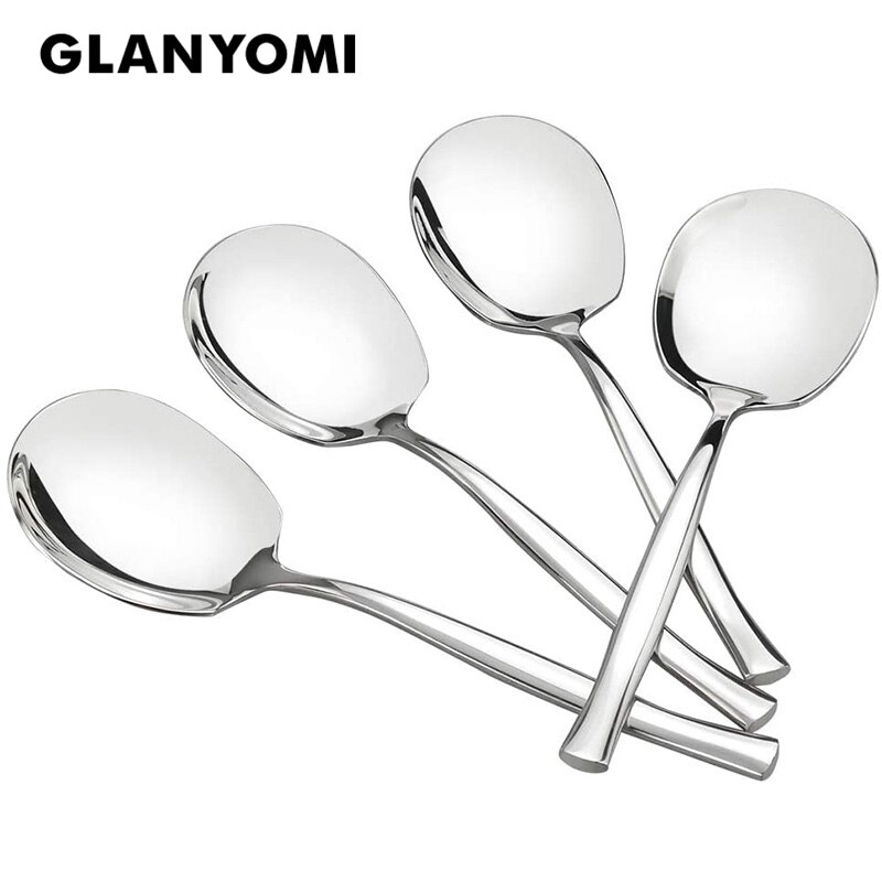 8PCS 304 Stainless Steel Serving Spoon Set for Catering, Large Serving Utensils Buffet Spoons Restaurant Supplies