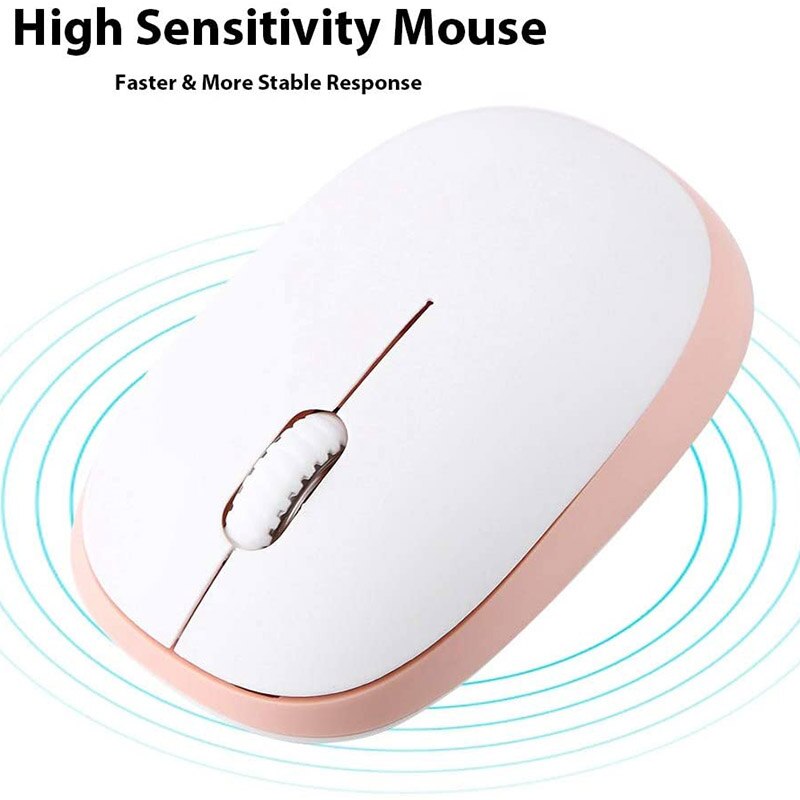 104 Keys Fast Response 2.4GHz Mechanical Feel Comfortable Typing Wireless Keyboard Mouse Combo for Windows 7/8/10/(Pink)