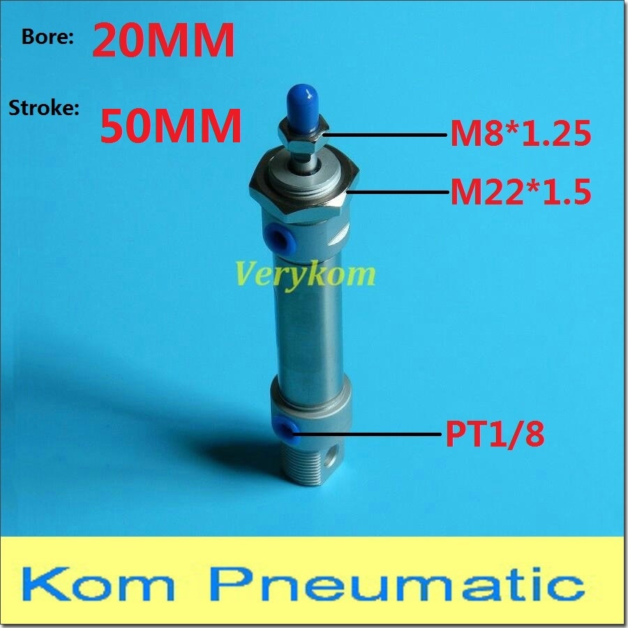 Pneumatic Stainless Steel Air Mini Cylinder Piston Bore 20MM Stroke 50MM Double Acting Magnet Buffer MA 20-50 20X50 -S Airtac