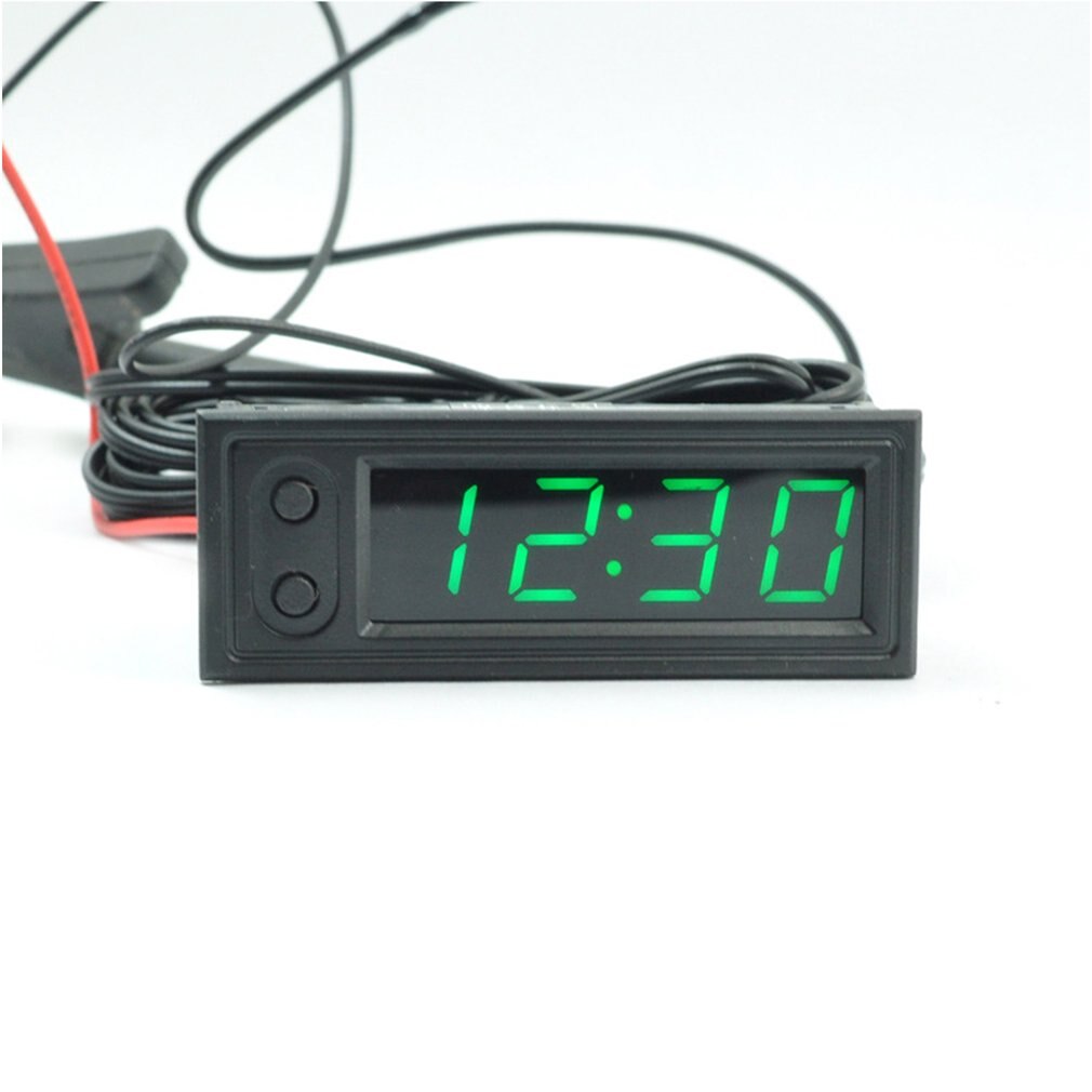 3-In-1 Auto Voertuig Klok Digitale Buis Led Voltmeter Thermometer Tijd Automobiel Tafel Klokken Dial elektronische Klok: green