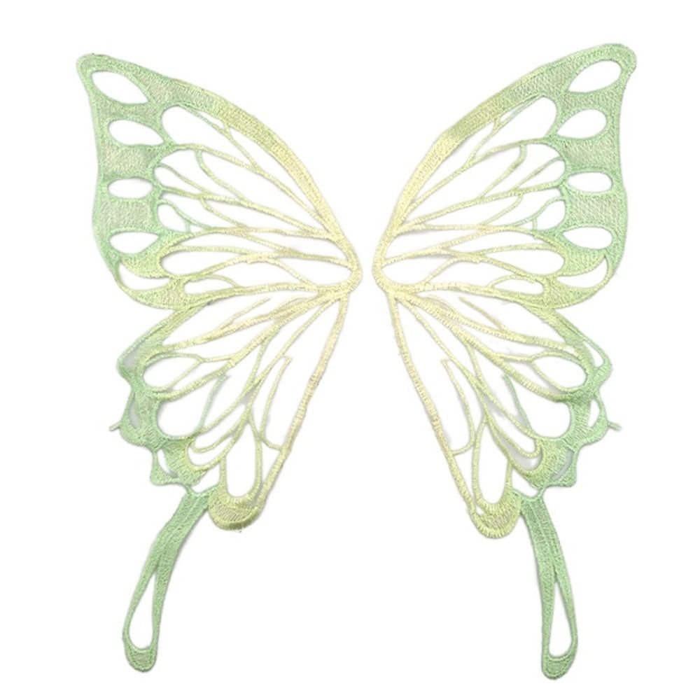 Large Butterfly Embroidery Appliques For Clothes Patches Lace Fabric Accessories For Wedding Dress Bridesmaid DIY Decor: Gun Metal