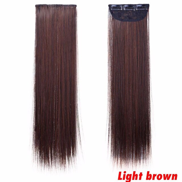 3 Clips In Extensions 45CM Straight Hairpieces for white women Synthetic high temperature fiber Hair 3pieces a head: 2-30