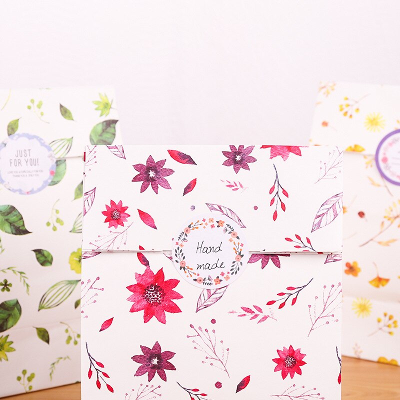 12pcs Wrap Storage paper bag natural flower packaging birthday party candy holding