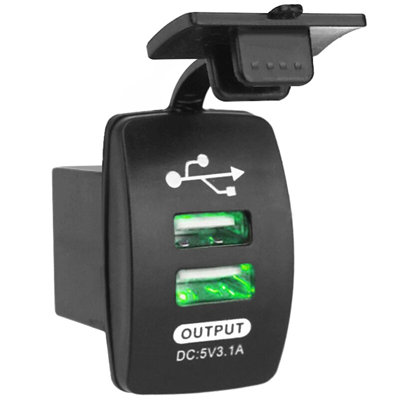 Wasserdicht 12V 24V Mini Mikro Dual USB Stecker Auto Motorrad Zigarette Leichter Buchse Auto Ladegerät 3,1 A USB ladegerät DIY Ladung: Grün hell