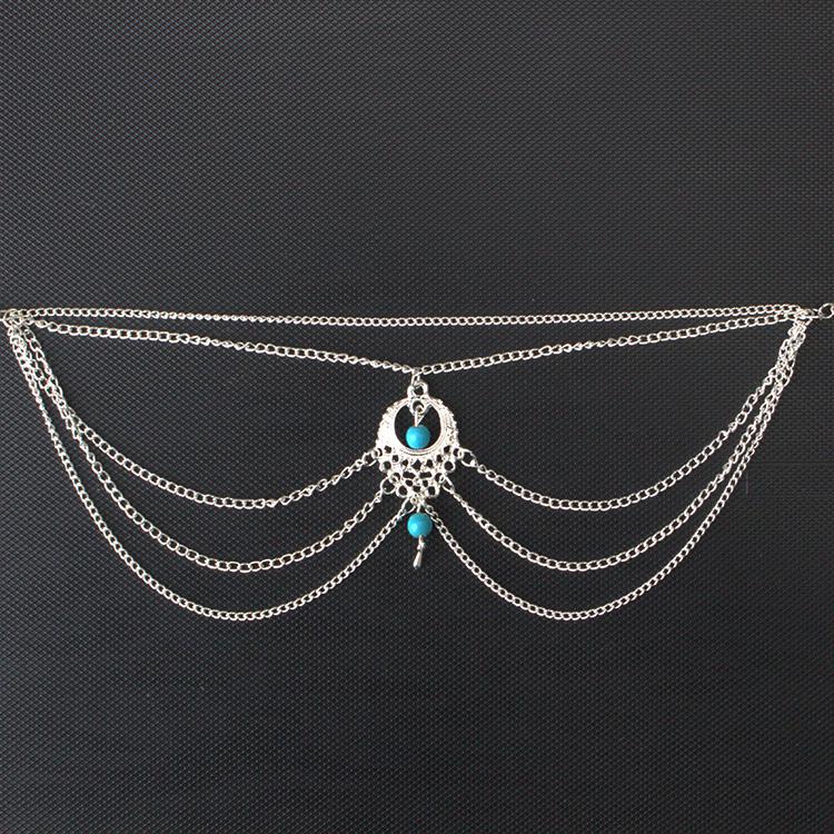 ornaments retro national wind hollow water beach anklet female Barefoot Sandals: Silver